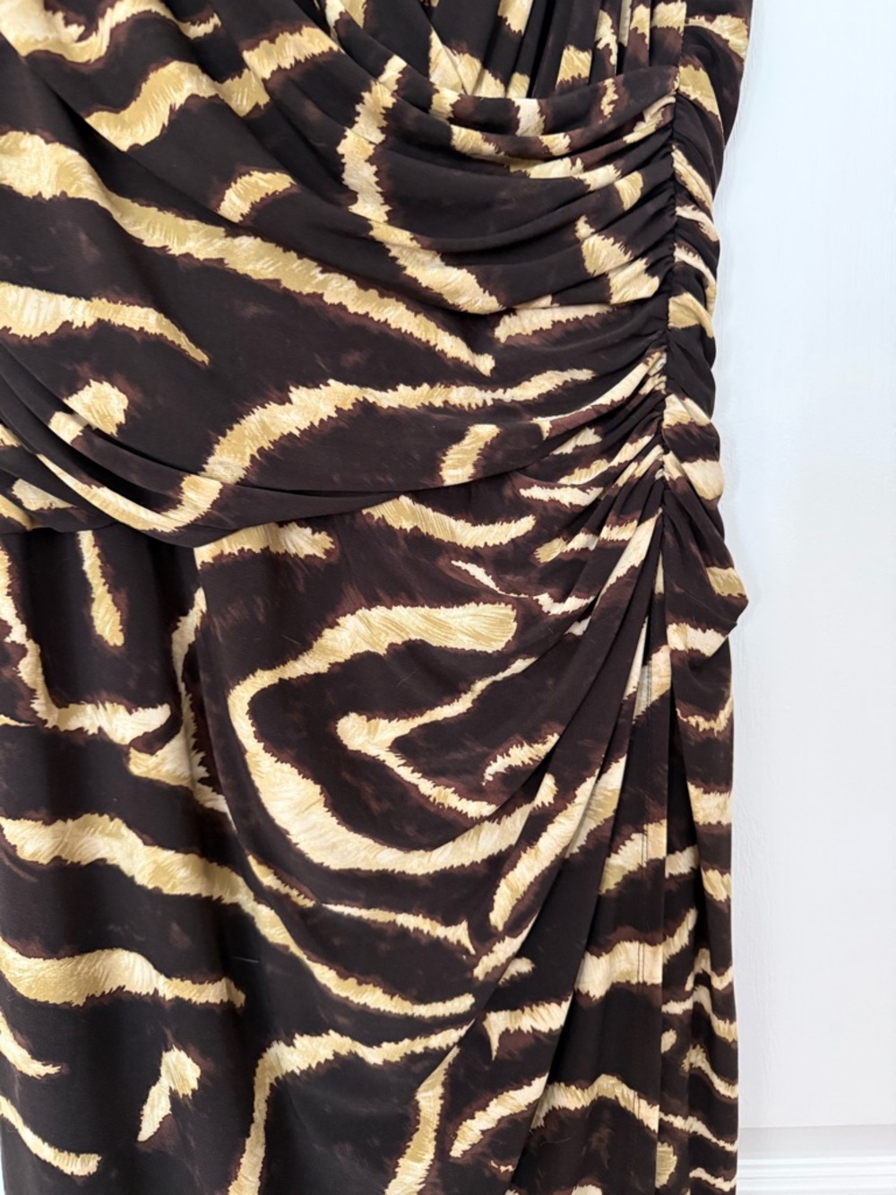 Ralph Lauren Sleeveless Brown & Tan Animal Print V-Neck Dress - Picture 3 of 10